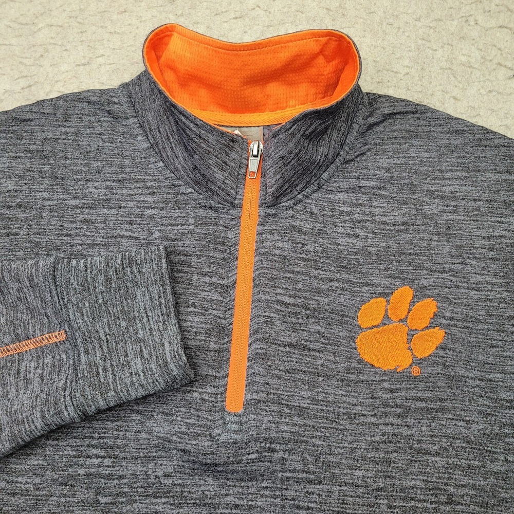 Clemson Tigers 1/4 Zip Pullover Knights Apparel Men L Gray Mock Neck Performance